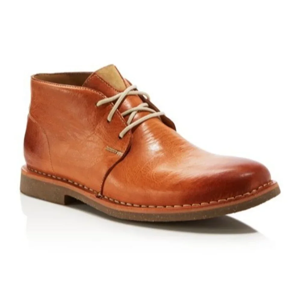 Cole Haan Glenn Cognac Leather Chukka Boots Amber Tan 8 Luxury Office City Money